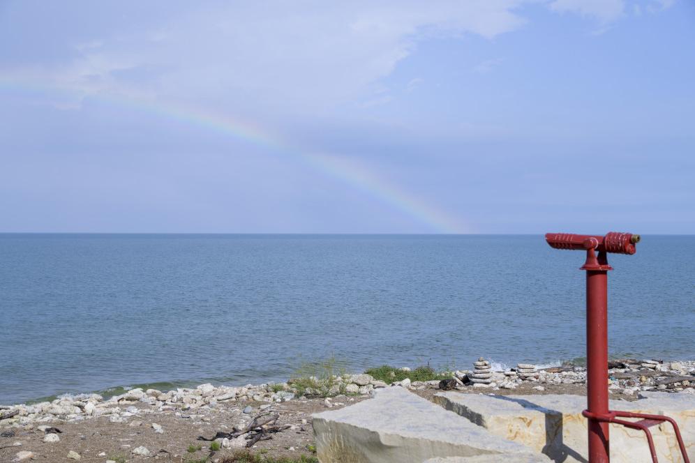 A rainbow over Lake Michigan